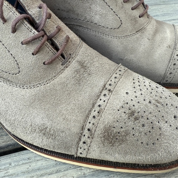 Johnston & Murphy Oxford Saddle Dress Shoes 10M - Gray Suede Leather - Picture 10 of 17